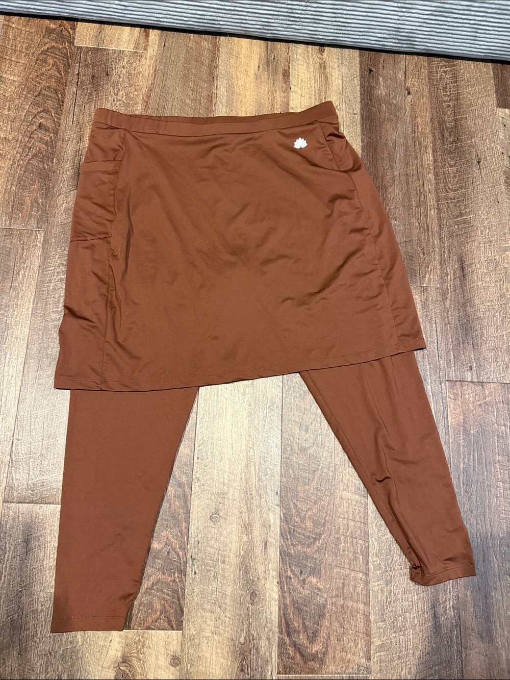 Midi Skirted Leggings in Rust Brown